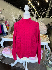 Chelsea Cable Knit Sweater - Magenta
