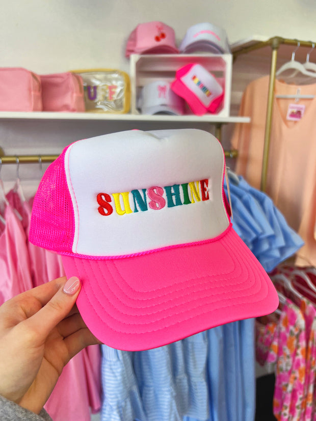 Sunshine Trucker Hat - Hot Pink/White