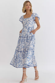 Mable Dress - Blue/White